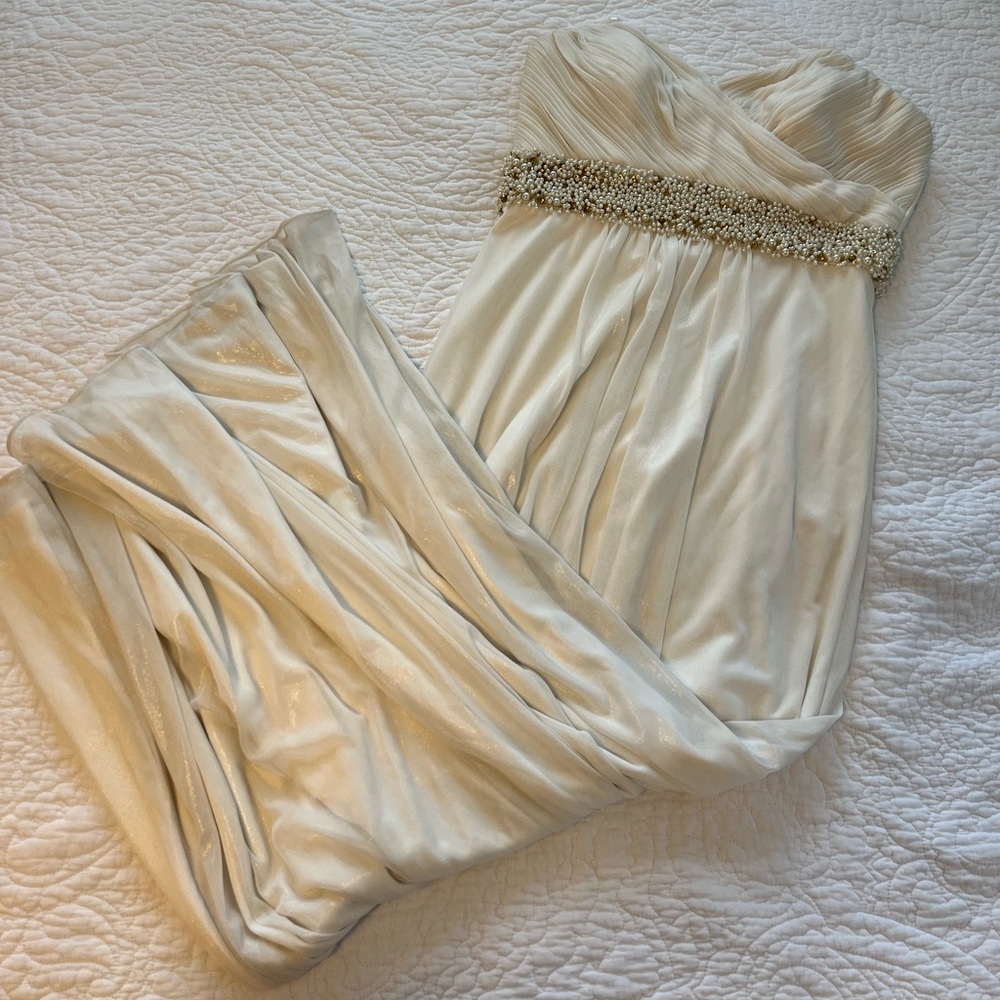 White/ Cream Beaded Prom/Bridal Dress